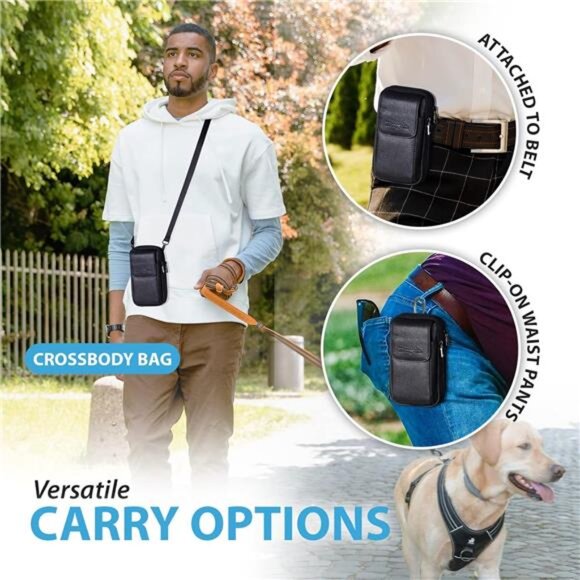 Leather Vertical Men Cell Phone Holster Wallet Case with Belt Clip Loop Travel - Picture 5 of 7